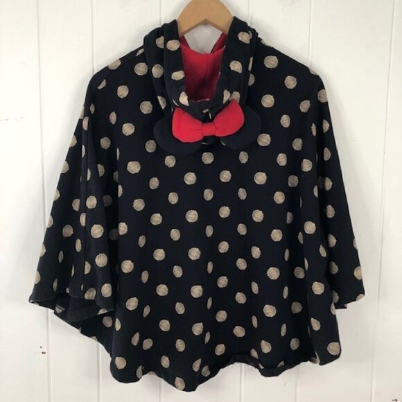 Disney Womens Minnie Mouse Polka Dot Cape Poncho Hoodie - Picture 2 of 11